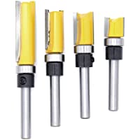DingGreat Juego de 4 Plantilla Router Bits Set- Plantilla de patrón de ajuste Juego de brocas para enrutador 1-4 pulgada…